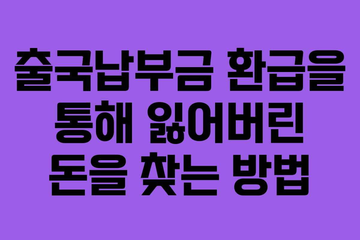 출국납부금 환급을 통해 잃어버린 돈을 찾는 방법
