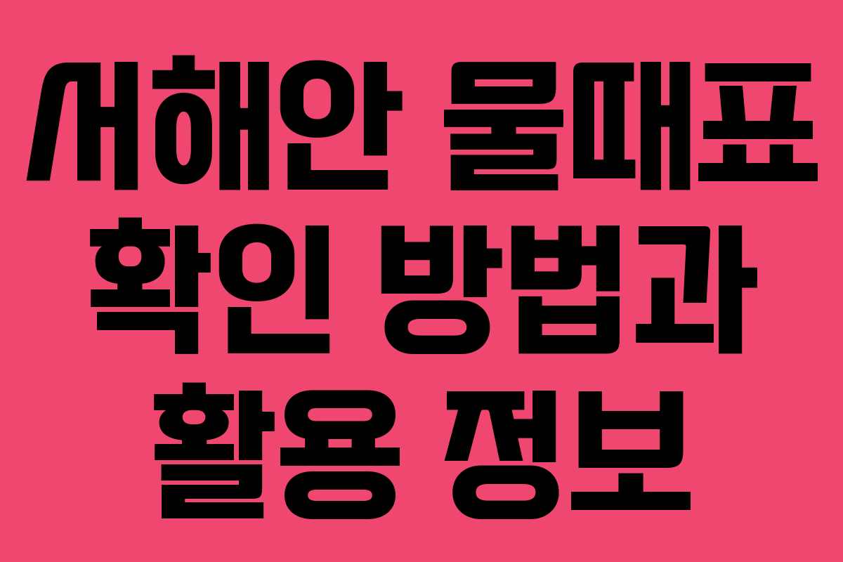 서해안 물때표 확인 방법과 활용 정보