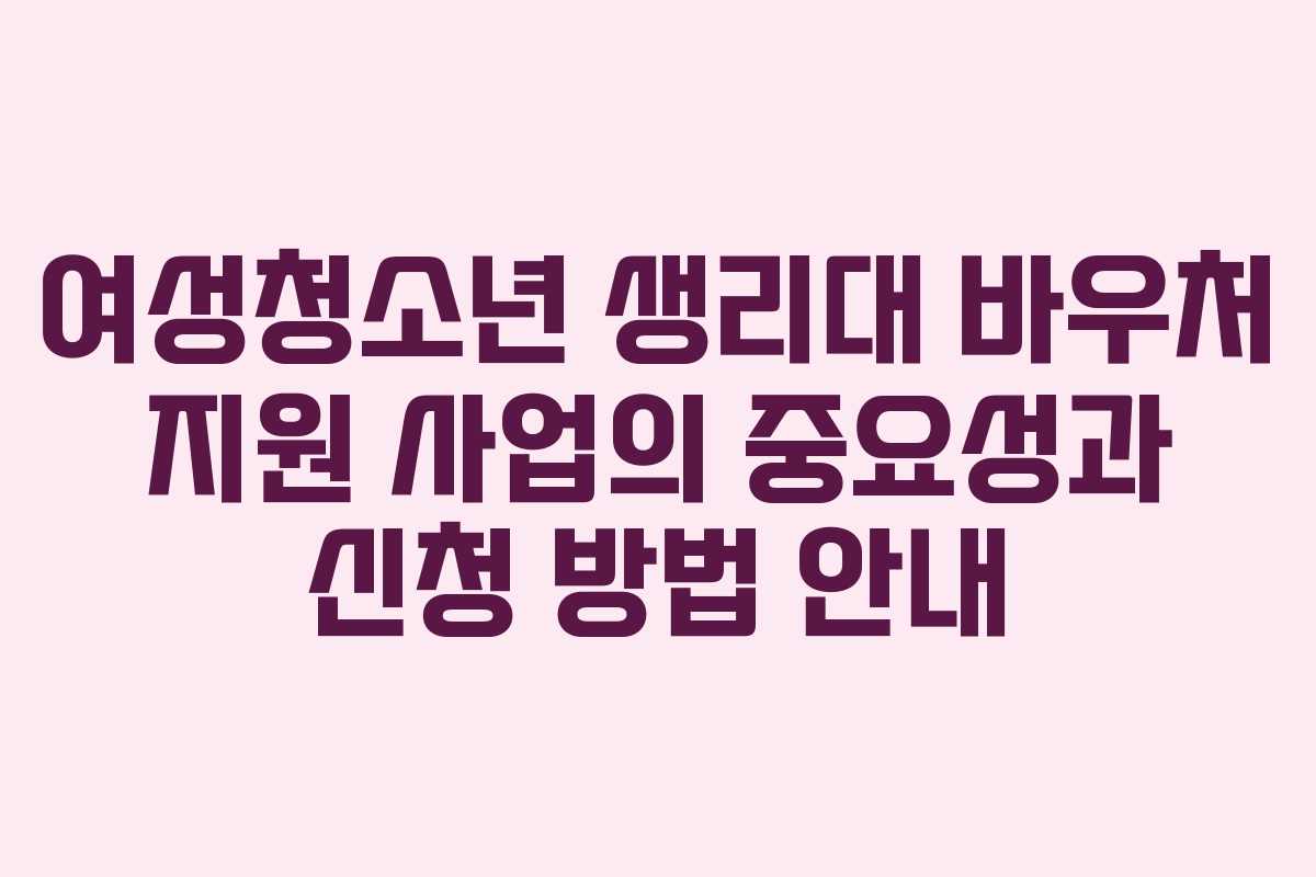 여성청소년 생리대 바우처 지원 사업의 중요성과 신청 방법 안내