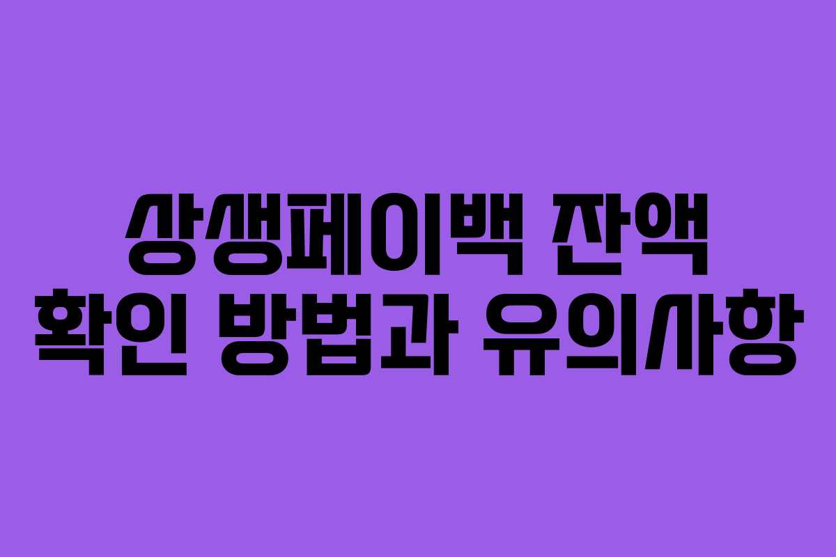 상생페이백 잔액 확인 방법과 유의사항