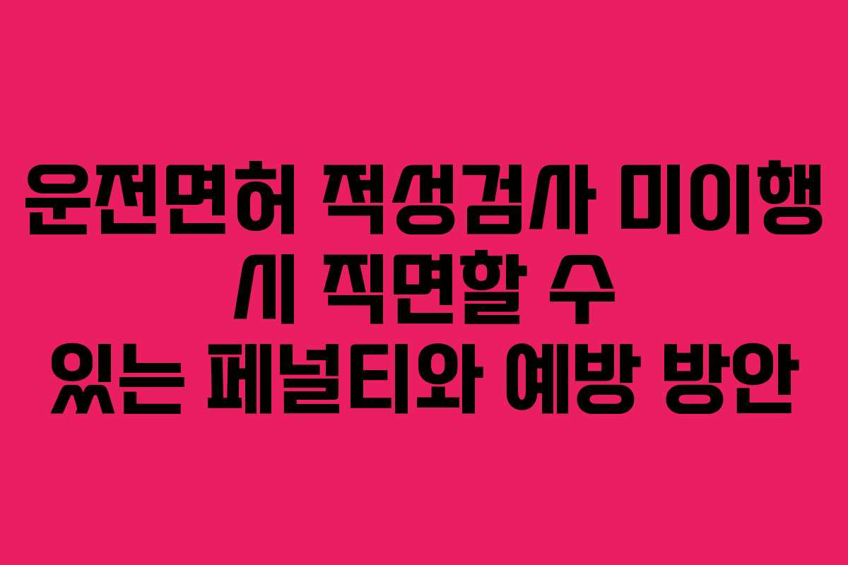 운전면허 적성검사 미이행 시 직면할 수 있는 페널티와 예방 방안