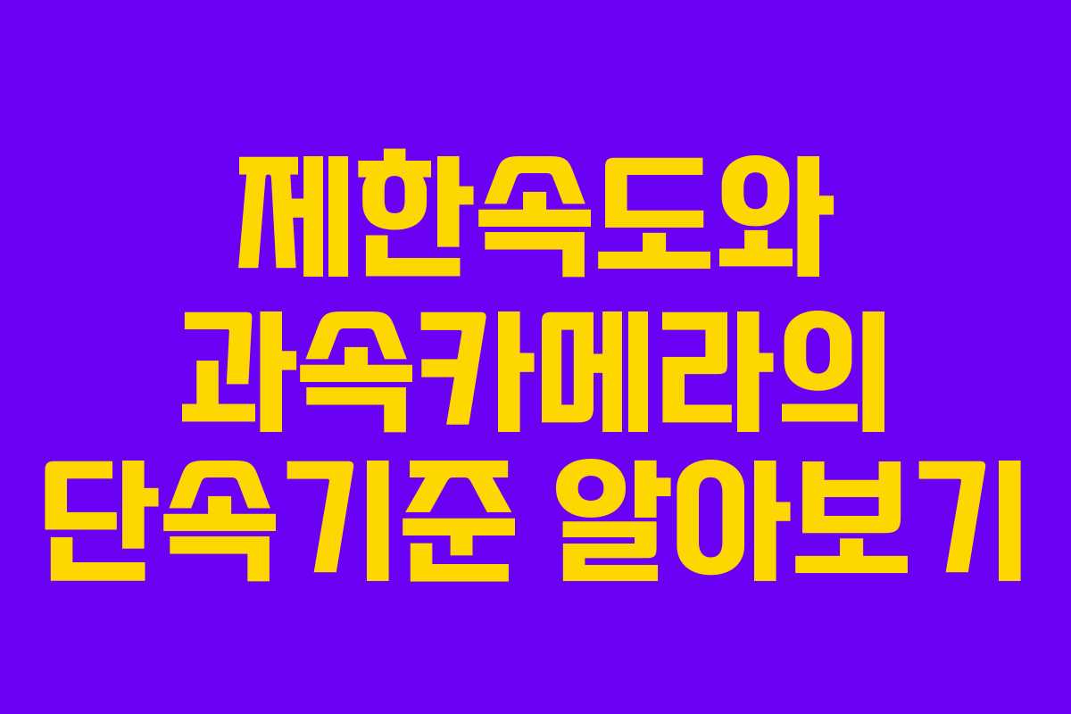 제한속도와 과속카메라의 단속기준 알아보기