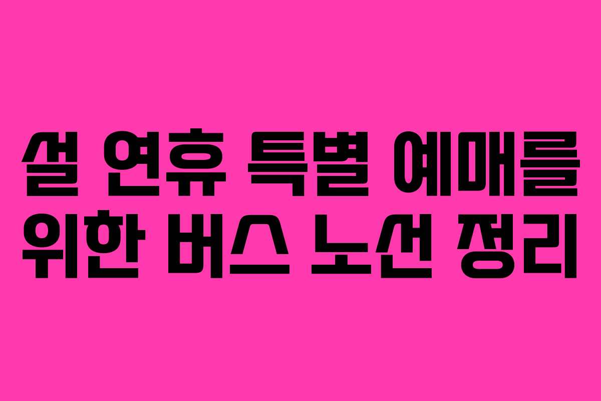 설 연휴 특별 예매를 위한 버스 노선 정리