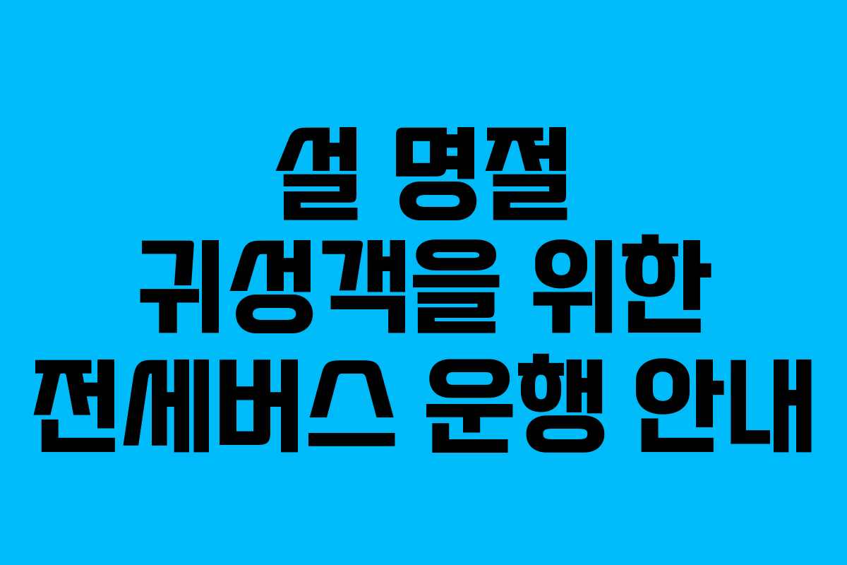 설 명절 귀성객을 위한 전세버스 운행 안내