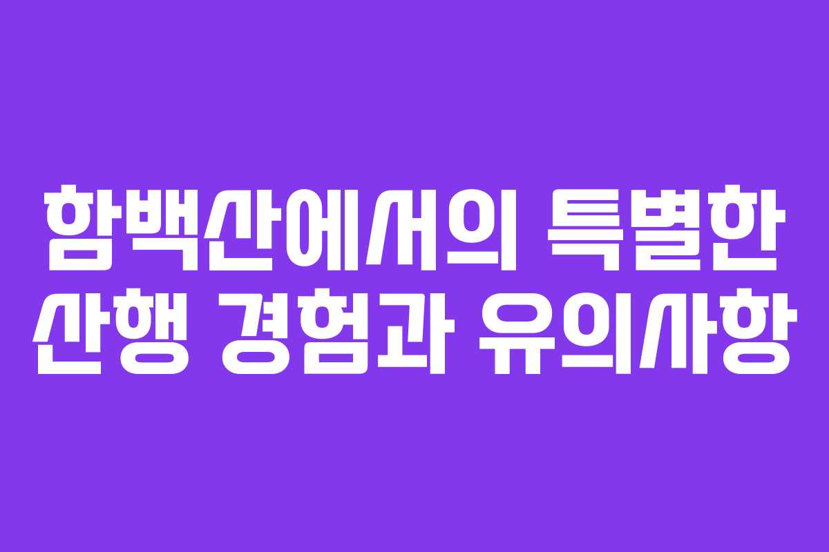 함백산에서의 특별한 산행 경험과 유의사항