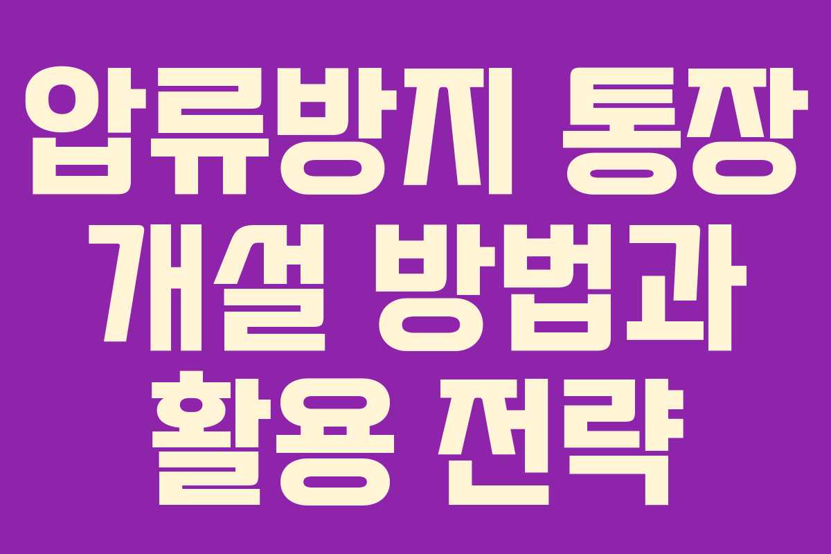 압류방지 통장 개설 방법과 활용 전략
