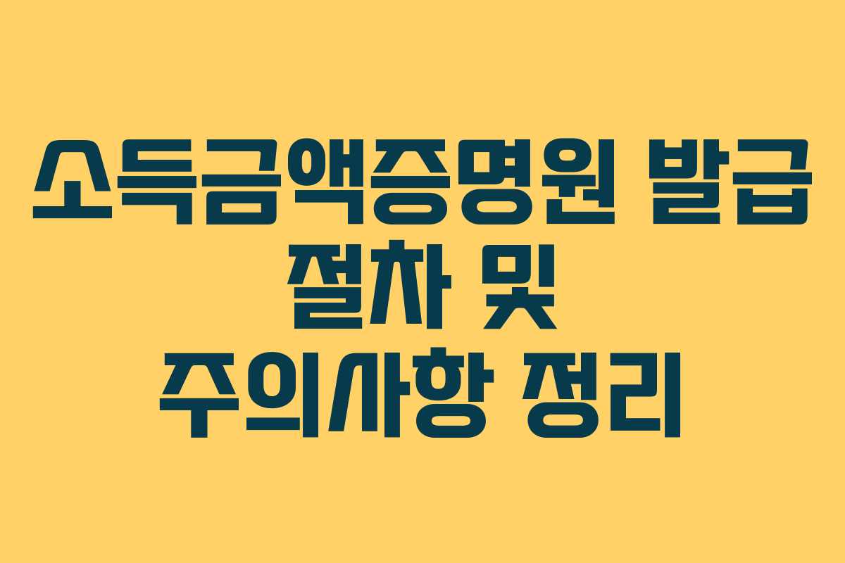 소득금액증명원 발급 절차 및 주의사항 정리