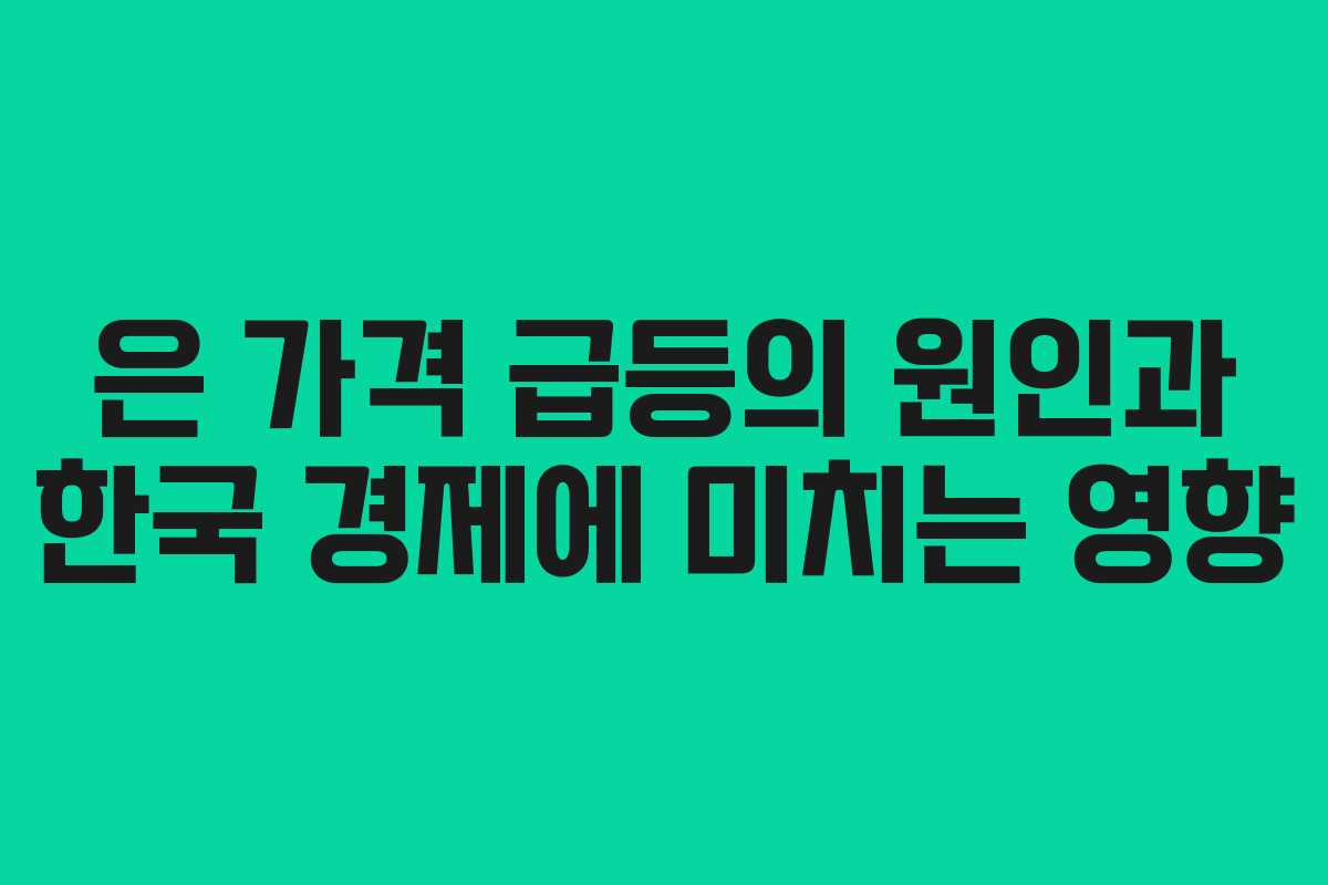 은 가격 급등의 원인과 한국 경제에 미치는 영향