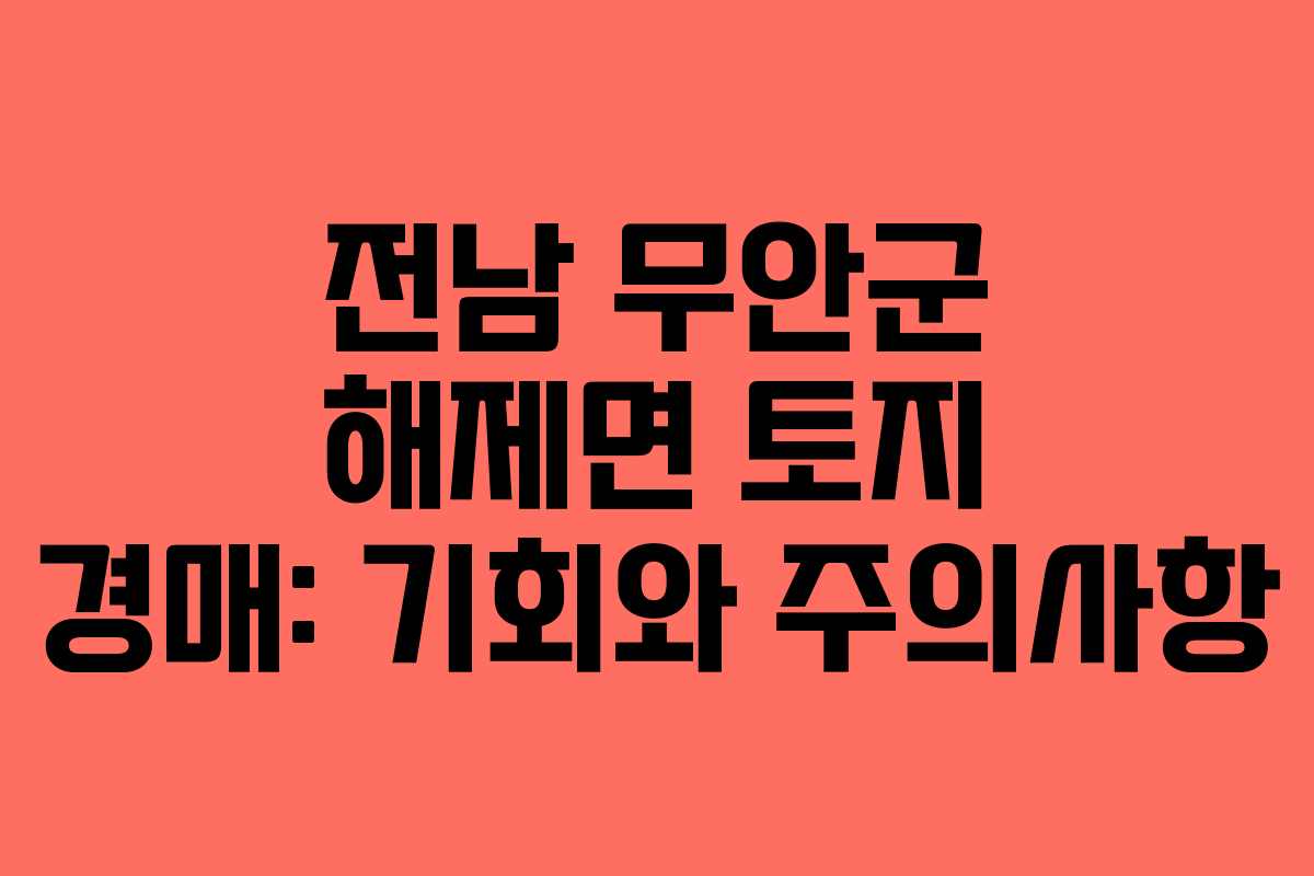 전남 무안군 해제면 토지 경매: 기회와 주의사항