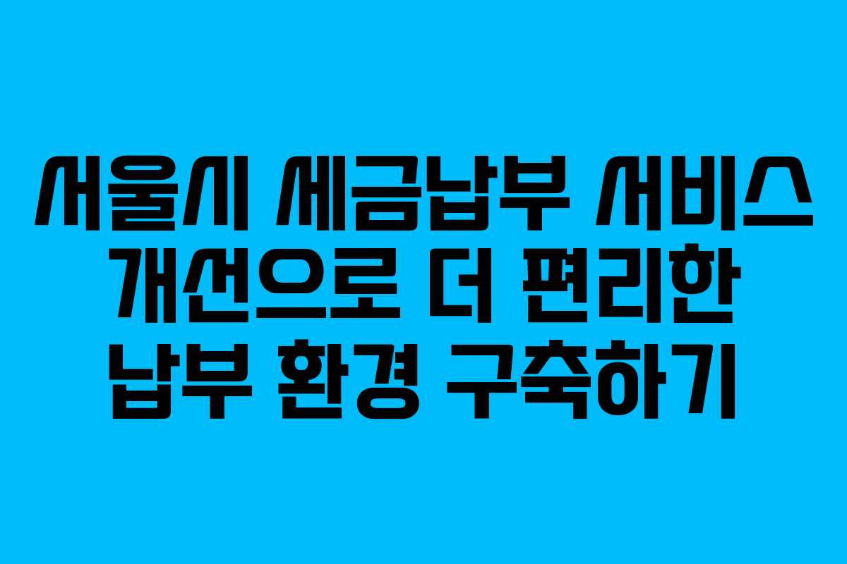 서울시 세금납부 서비스 개선으로 더 편리한 납부 환경 구축하기
