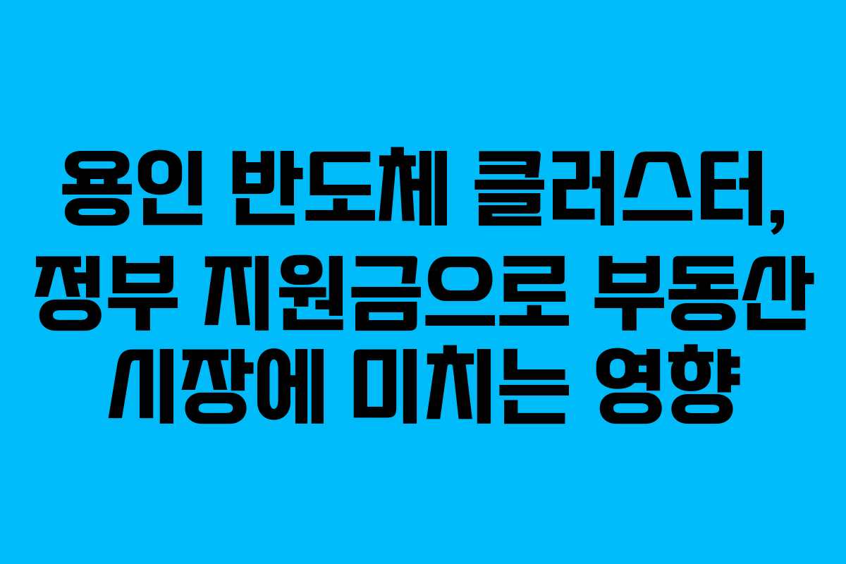 용인 반도체 클러스터, 정부 지원금으로 부동산 시장에 미치는 영향