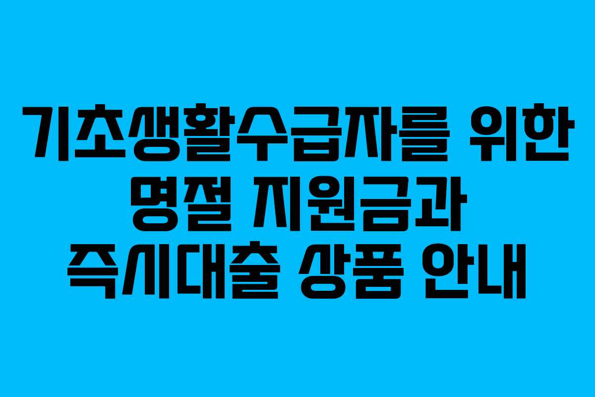 기초생활수급자를 위한 명절 지원금과 즉시대출 상품 안내