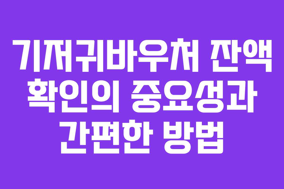 기저귀바우처 잔액 확인의 중요성과 간편한 방법