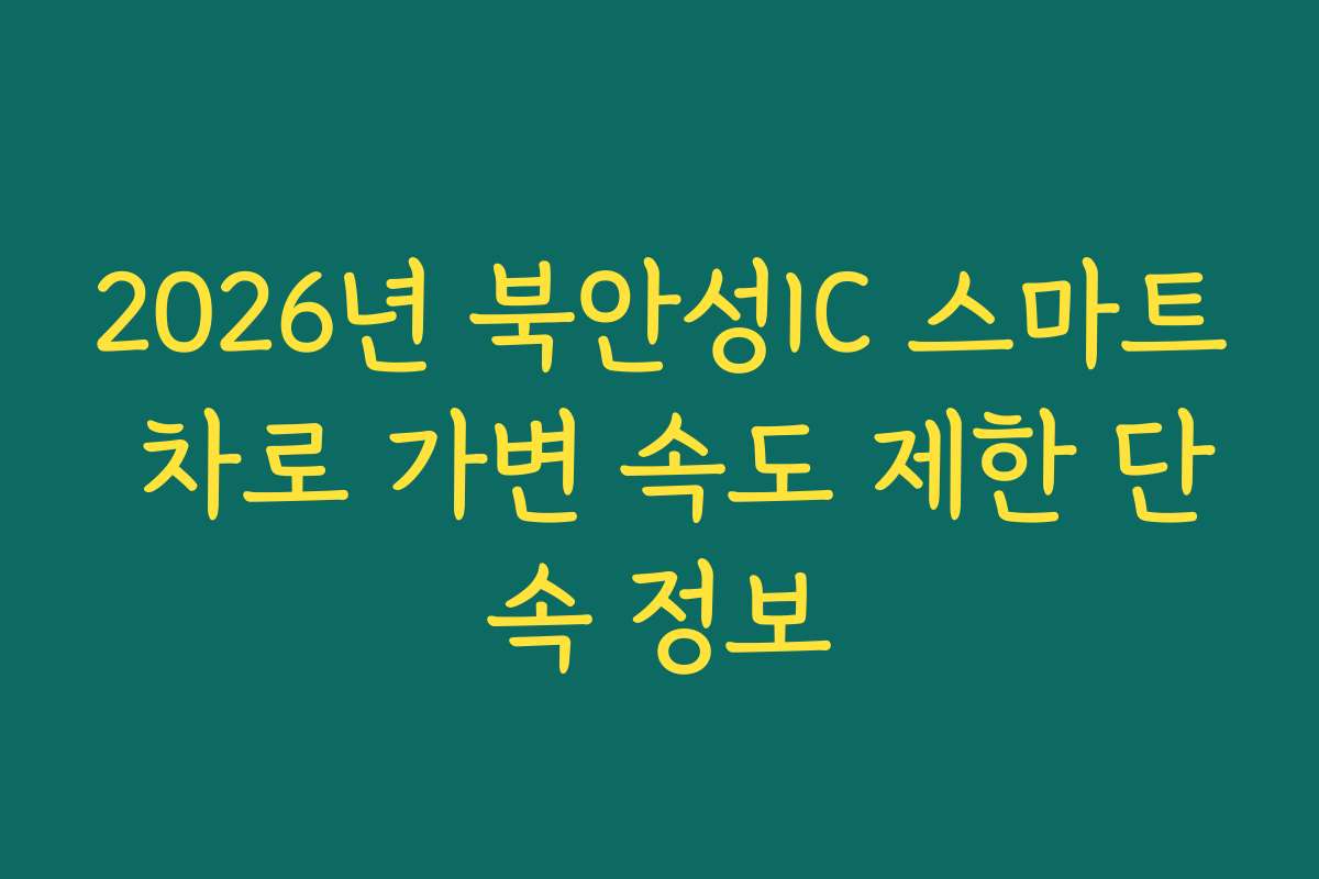 2026년 북안성IC 스마트 차로 가변 속도 제한 단속 정보