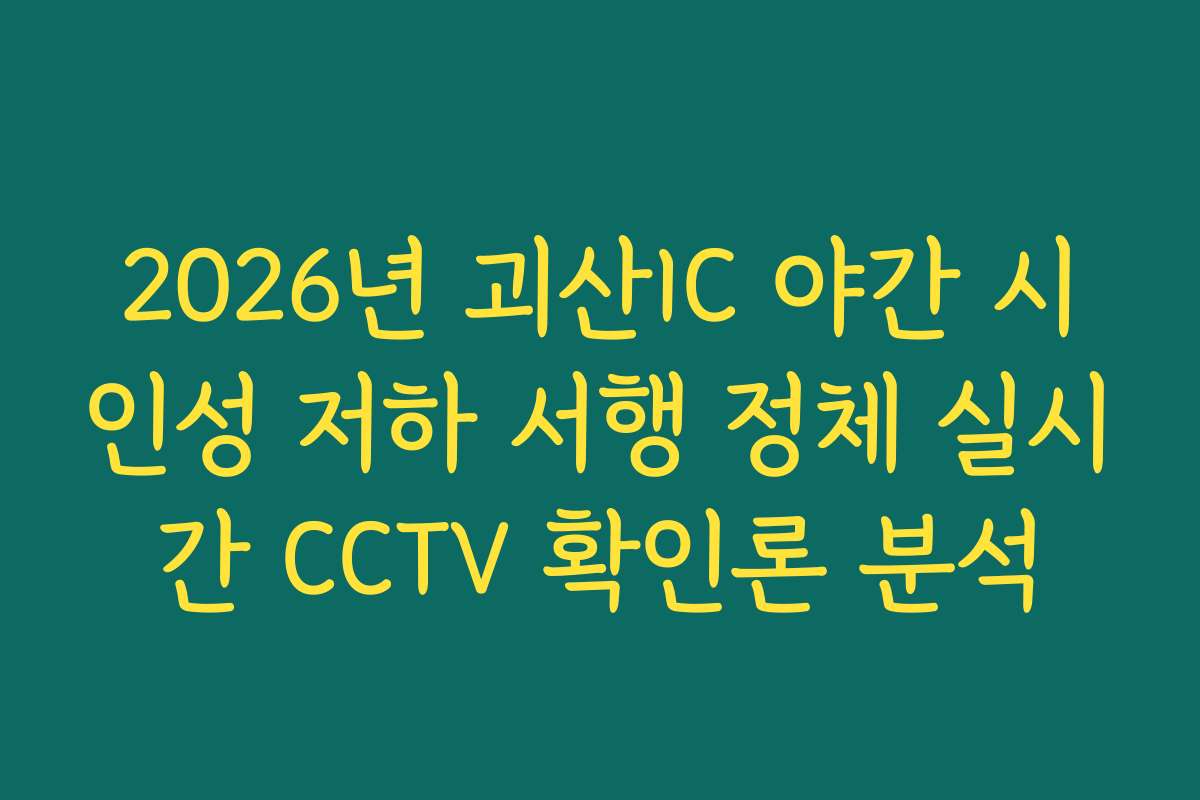 2026년 괴산IC 야간 시인성 저하 서행 정체 실시간 CCTV 확인론 분석