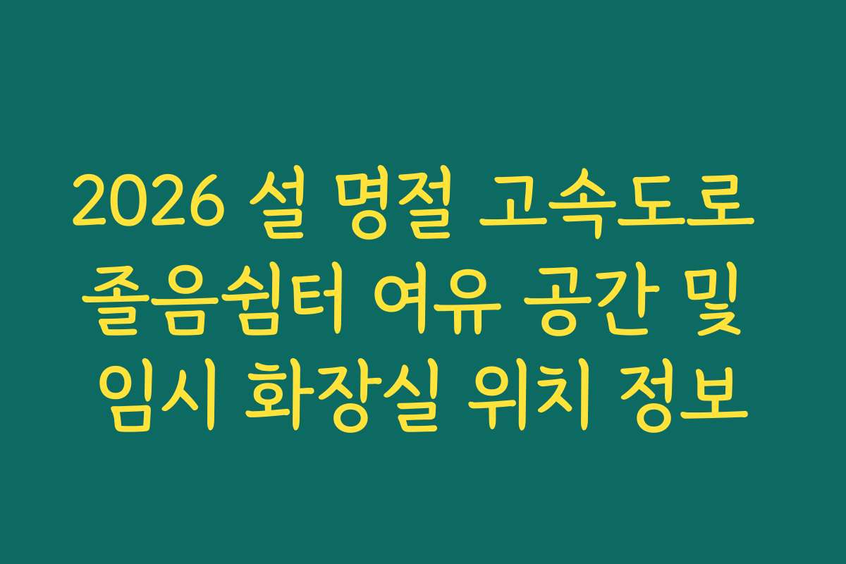 2026 설 명절 고속도로 졸음쉼터 여유 공간 및 임시 화장실 위치 정보
