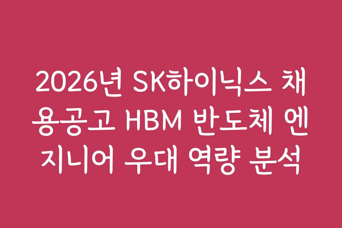 2026년 SK하이닉스 채용공고 HBM 반도체 엔지니어 우대 역량 분석