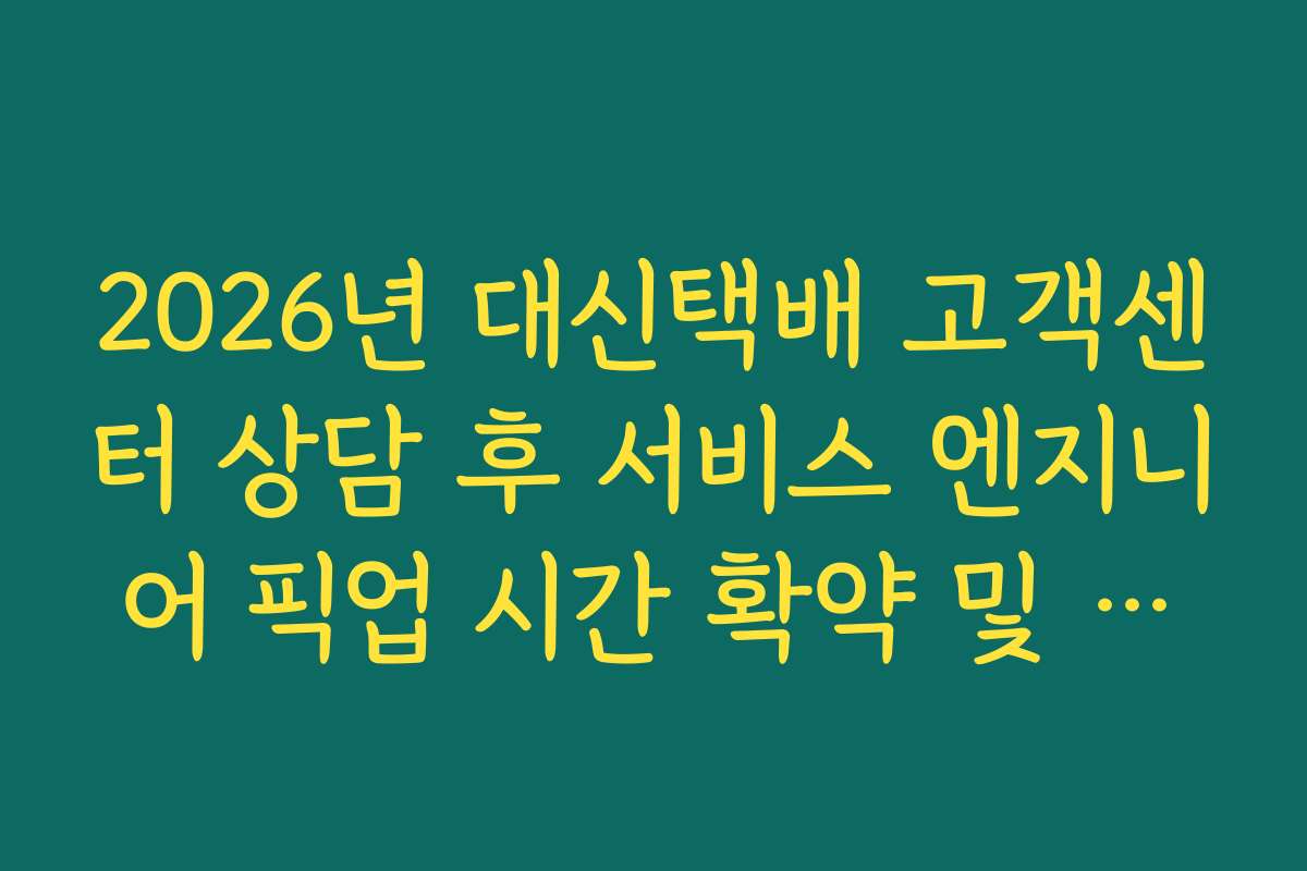 2026년 대신택배 고객센터 상담 후 서비스 엔지니어 픽업 시간 확약 및 조회