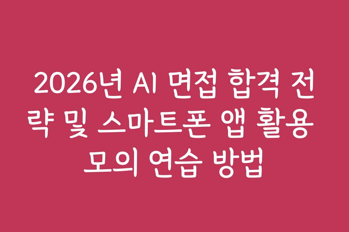 2026년 AI 면접 합격 전략 및 스마트폰 앱 활용 모의 연습 방법