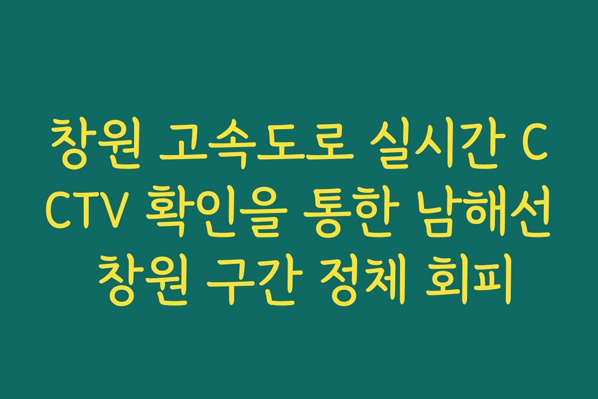 창원 고속도로 실시간 CCTV 확인을 통한 남해선 창원 구간 정체 회피