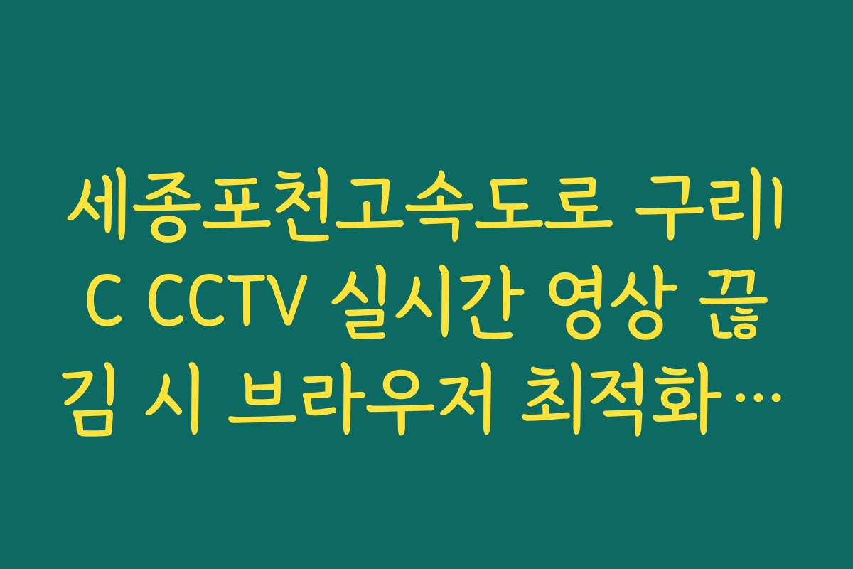 세종포천고속도로 구리IC CCTV 실시간 영상 끊김 시 브라우저 최적화 가이드