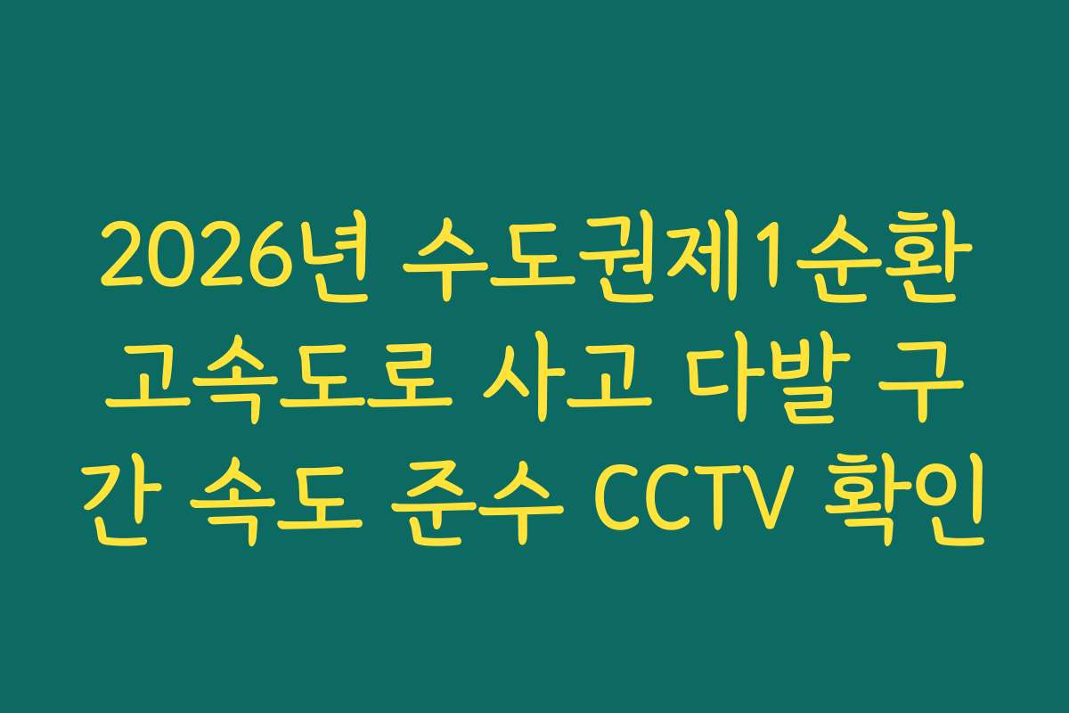 2026년 수도권제1순환고속도로 사고 다발 구간 속도 준수 CCTV 확인