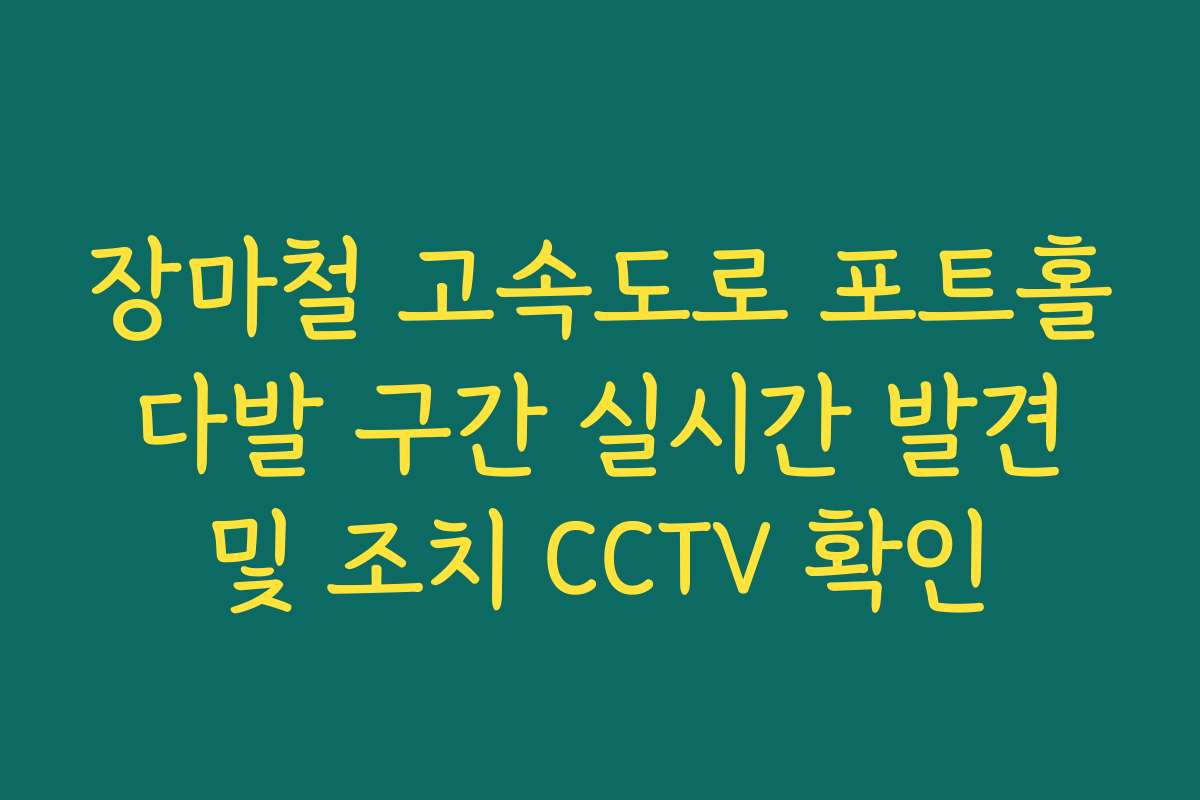 장마철 고속도로 포트홀 다발 구간 실시간 발견 및 조치 CCTV 확인