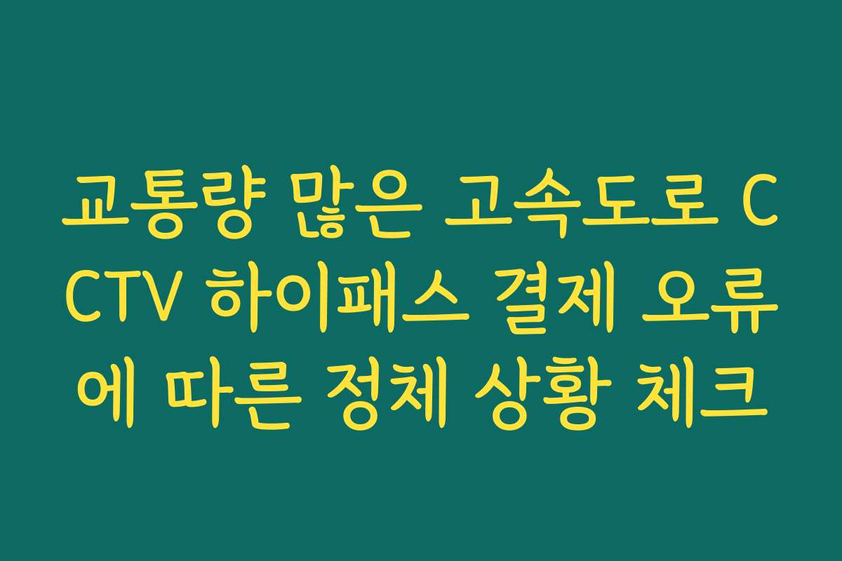 교통량 많은 고속도로 CCTV 하이패스 결제 오류에 따른 정체 상황 체크