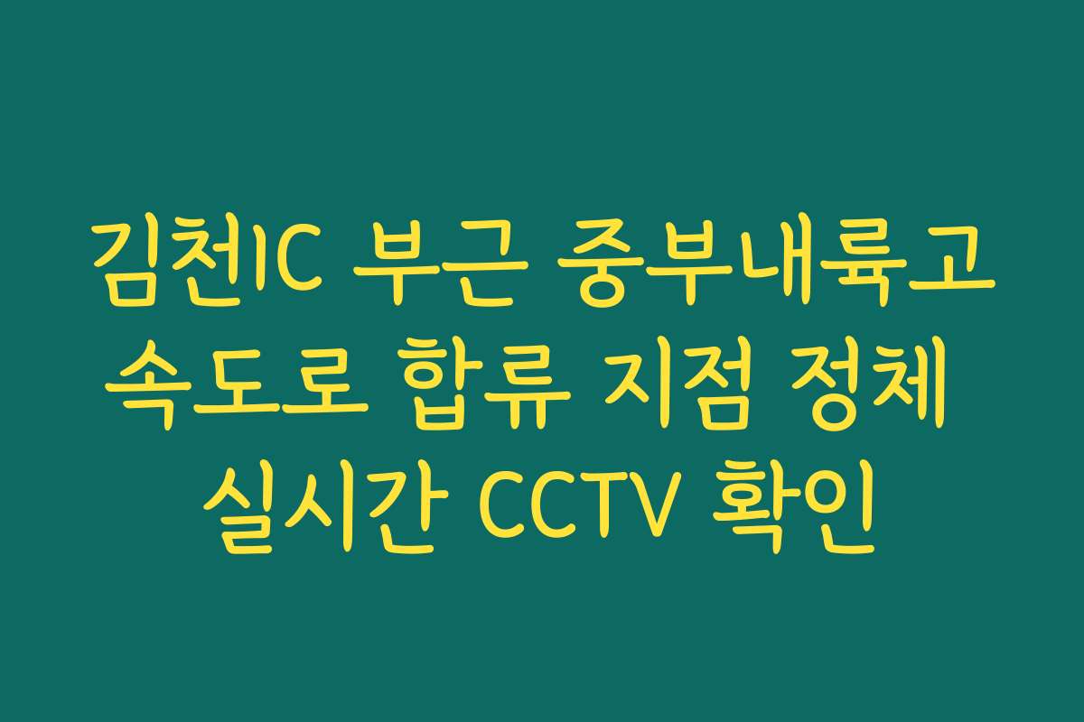 김천IC 부근 중부내륙고속도로 합류 지점 정체 실시간 CCTV 확인