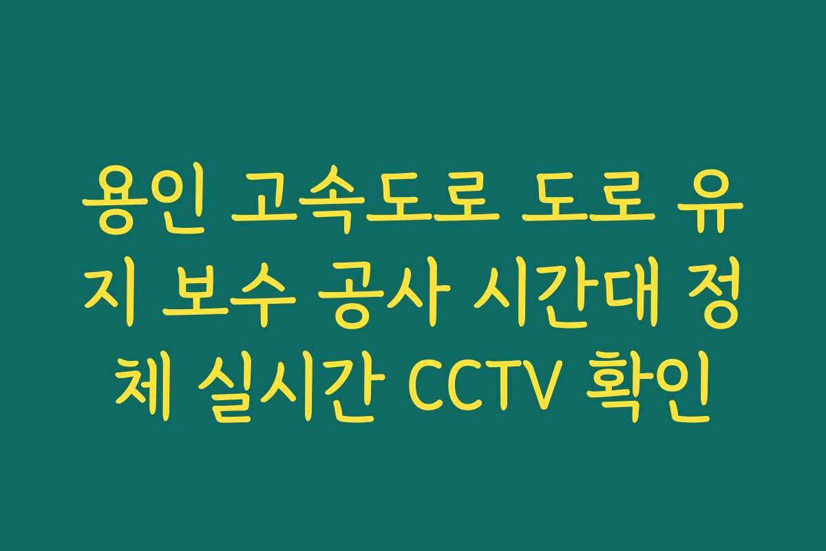 용인 고속도로 도로 유지 보수 공사 시간대 정체 실시간 CCTV 확인