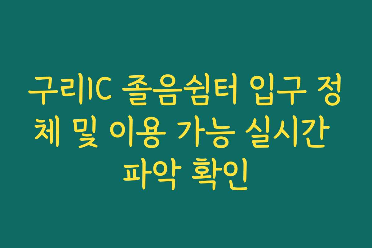 구리IC 졸음쉼터 입구 정체 및 이용 가능 실시간 파악 확인