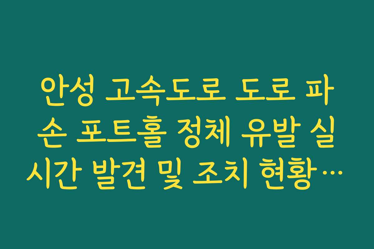 안성 고속도로 도로 파손 포트홀 정체 유발 실시간 발견 및 조치 현황 확인