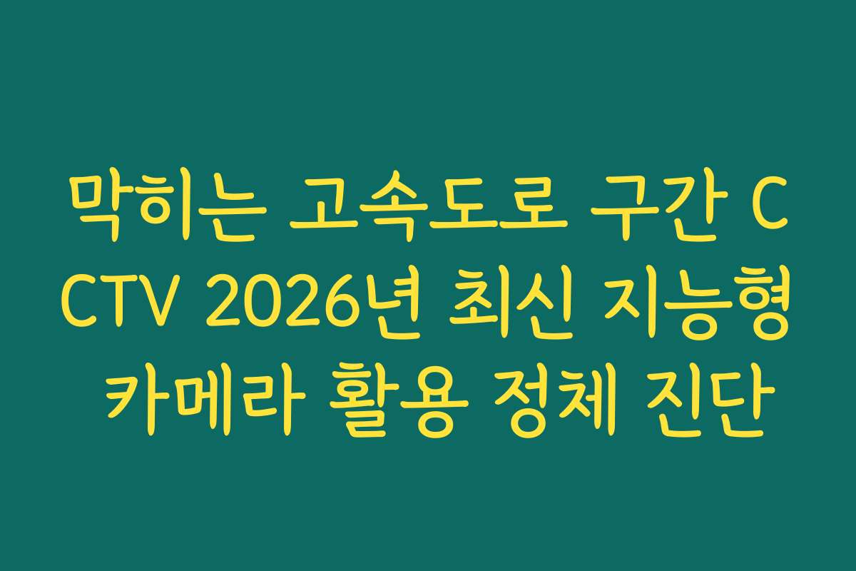 막히는 고속도로 구간 CCTV 2026년 최신 지능형 카메라 활용 정체 진단