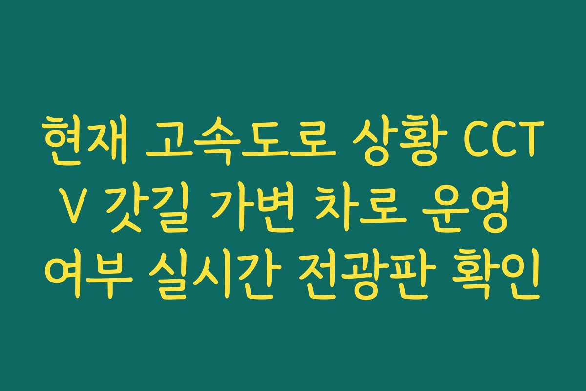 현재 고속도로 상황 CCTV 갓길 가변 차로 운영 여부 실시간 전광판 확인