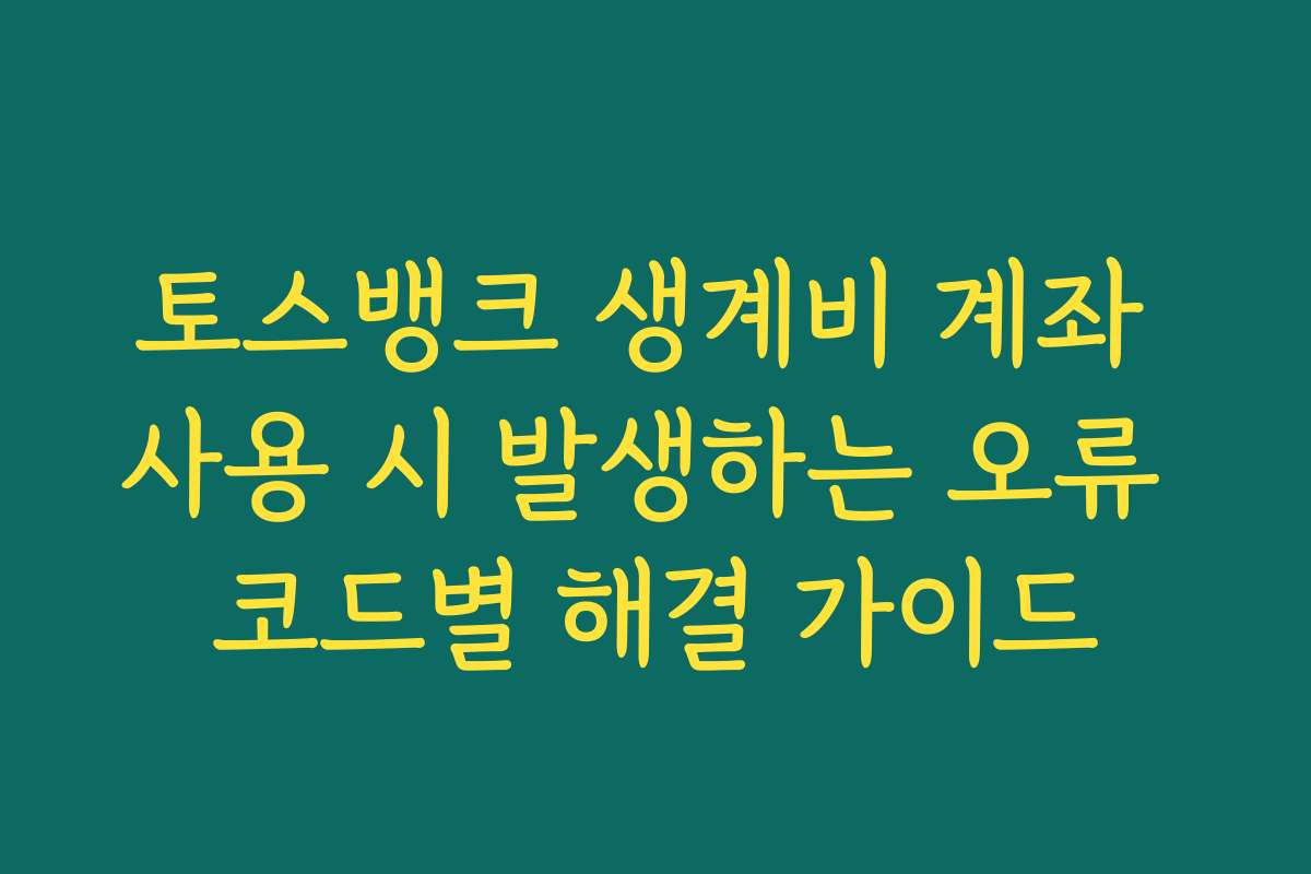 토스뱅크 생계비 계좌 사용 시 발생하는 오류 코드별 해결 가이드