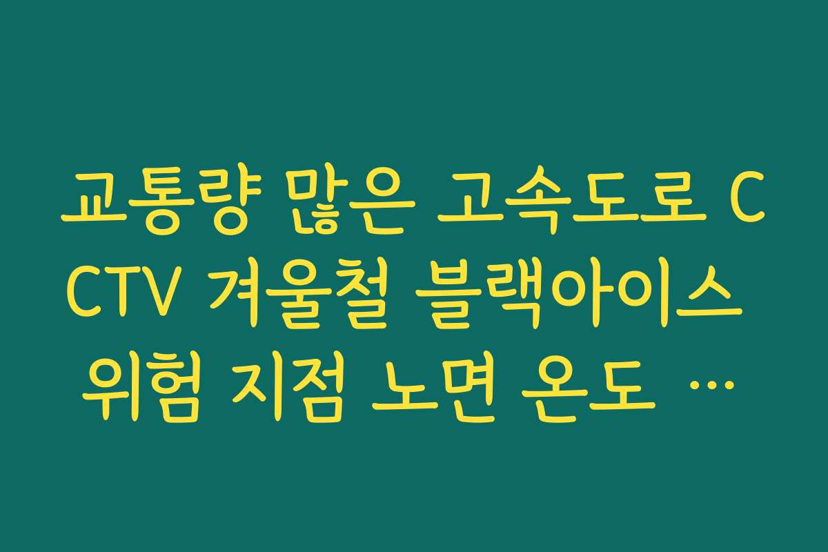 교통량 많은 고속도로 CCTV 겨울철 블랙아이스 위험 지점 노면 온도 정보