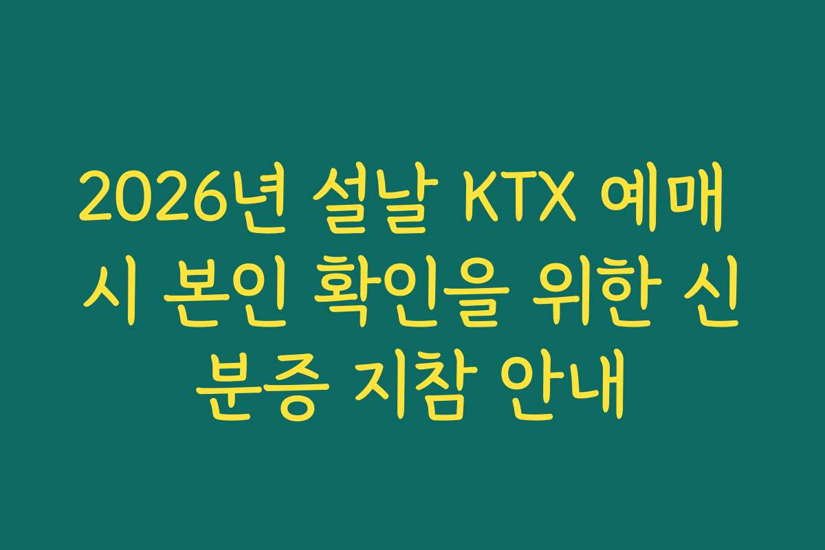 2026년 설날 KTX 예매 시 본인 확인을 위한 신분증 지참 안내