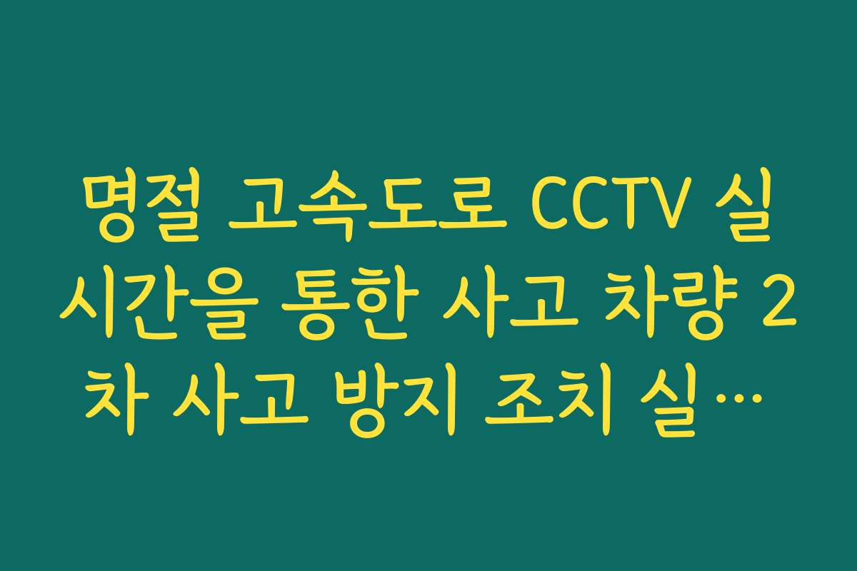 명절 고속도로 CCTV 실시간을 통한 사고 차량 2차 사고 방지 조치 실시간 CCTV 확인