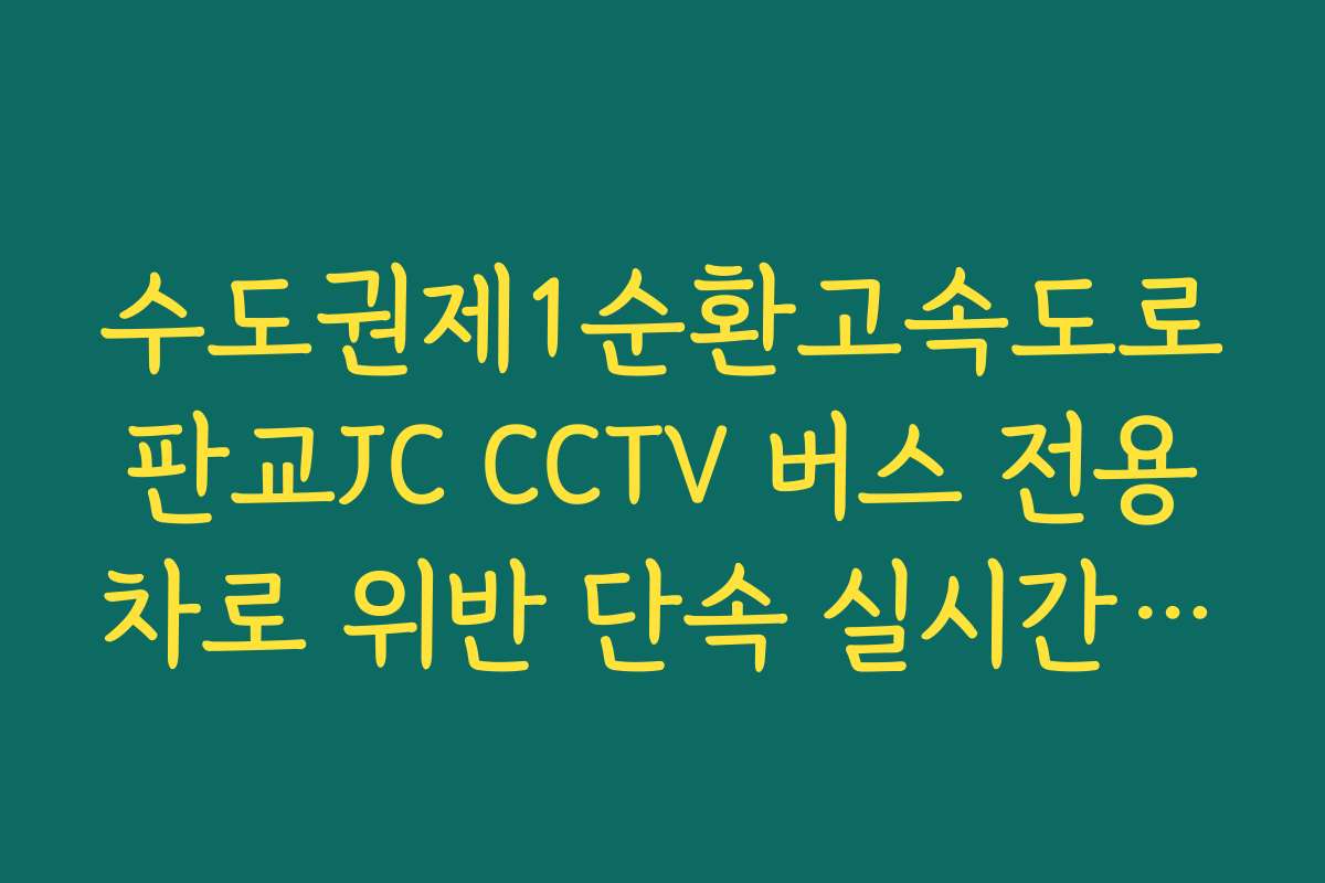 수도권제1순환고속도로 판교JC CCTV 버스 전용 차로 위반 단속 실시간 체크