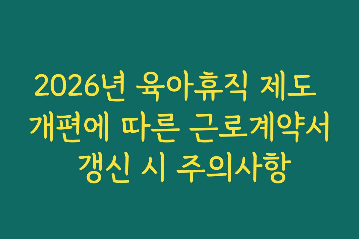 2026년 육아휴직 제도 개편에 따른 근로계약서 갱신 시 주의사항