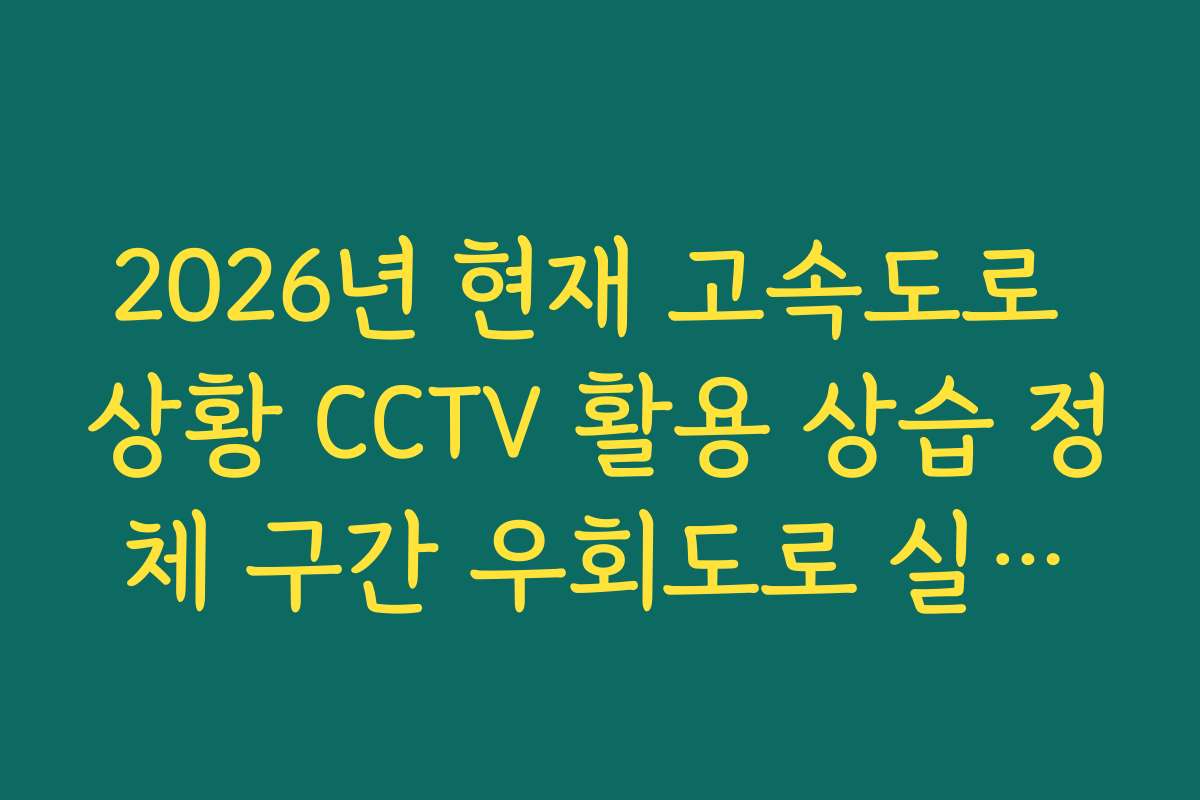 2026년 현재 고속도로 상황 CCTV 활용 상습 정체 구간 우회도로 실시간 분석