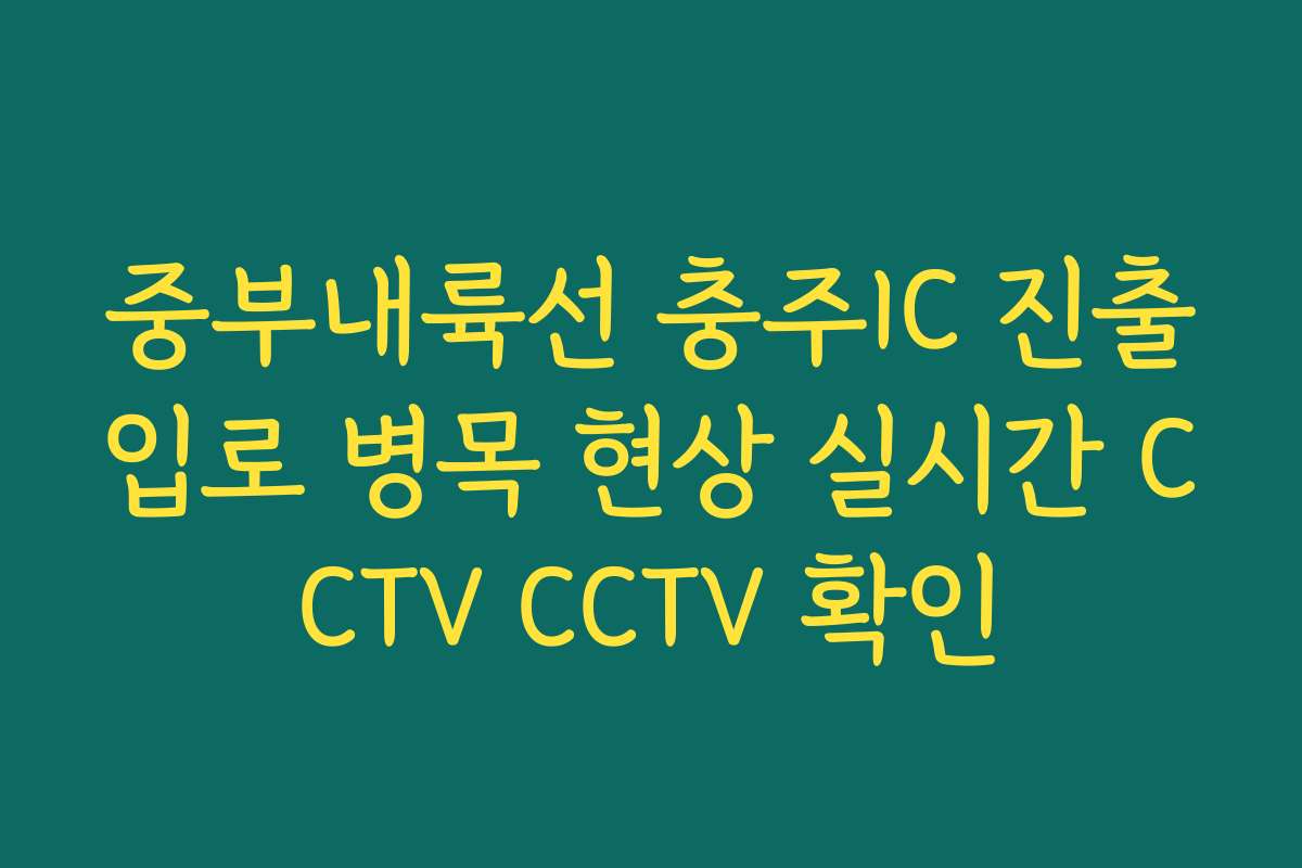 중부내륙선 충주IC 진출입로 병목 현상 실시간 CCTV CCTV 확인