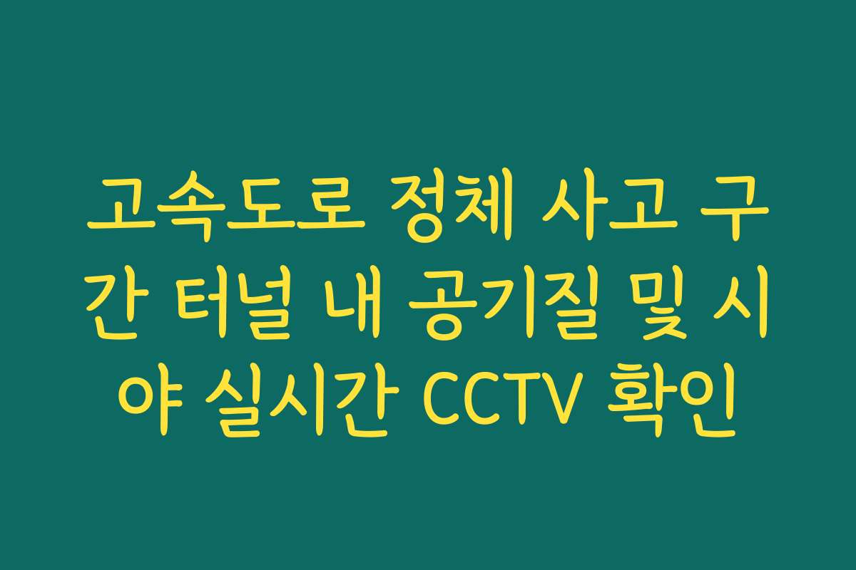 고속도로 정체 사고 구간 터널 내 공기질 및 시야 실시간 CCTV 확인