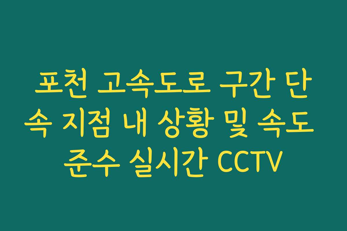포천 고속도로 구간 단속 지점 내 상황 및 속도 준수 실시간 CCTV