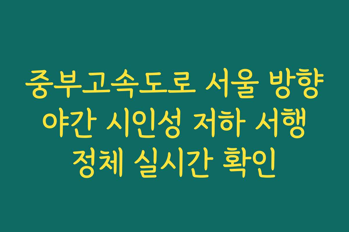중부고속도로 서울 방향 야간 시인성 저하 서행 정체 실시간 확인