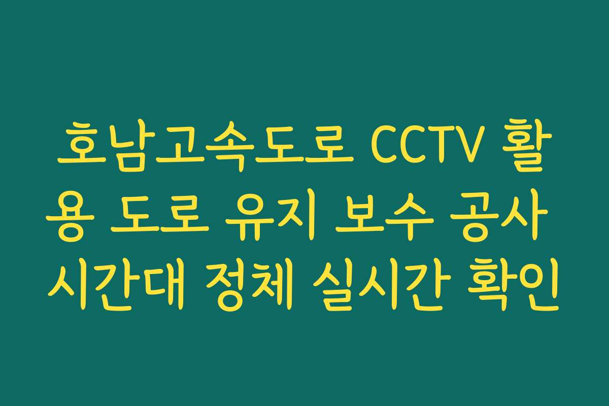 호남고속도로 CCTV 활용 도로 유지 보수 공사 시간대 정체 실시간 확인