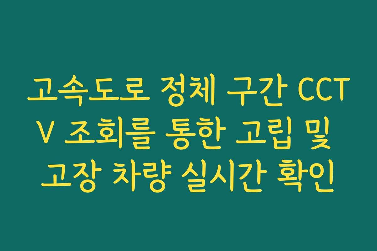 고속도로 정체 구간 CCTV 조회를 통한 고립 및 고장 차량 실시간 확인