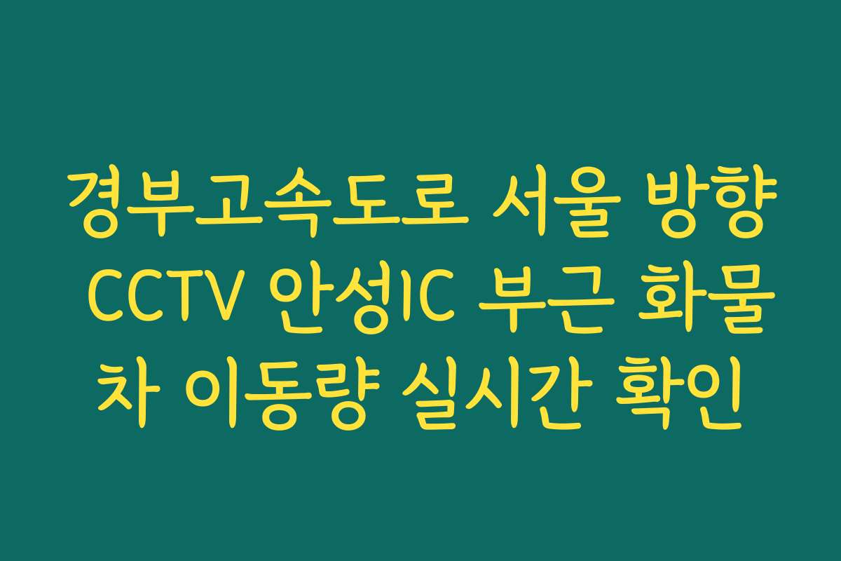 경부고속도로 서울 방향 CCTV 안성IC 부근 화물차 이동량 실시간 확인