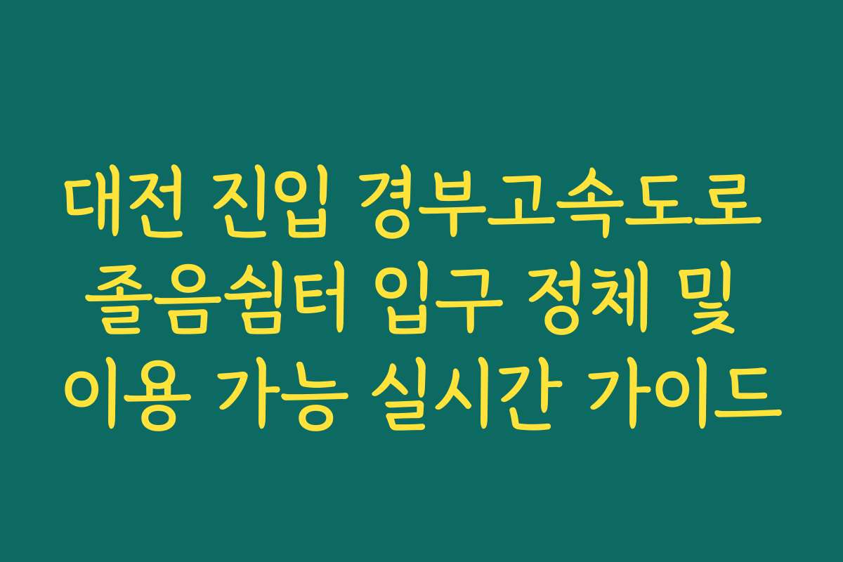 대전 진입 경부고속도로 졸음쉼터 입구 정체 및 이용 가능 실시간 가이드