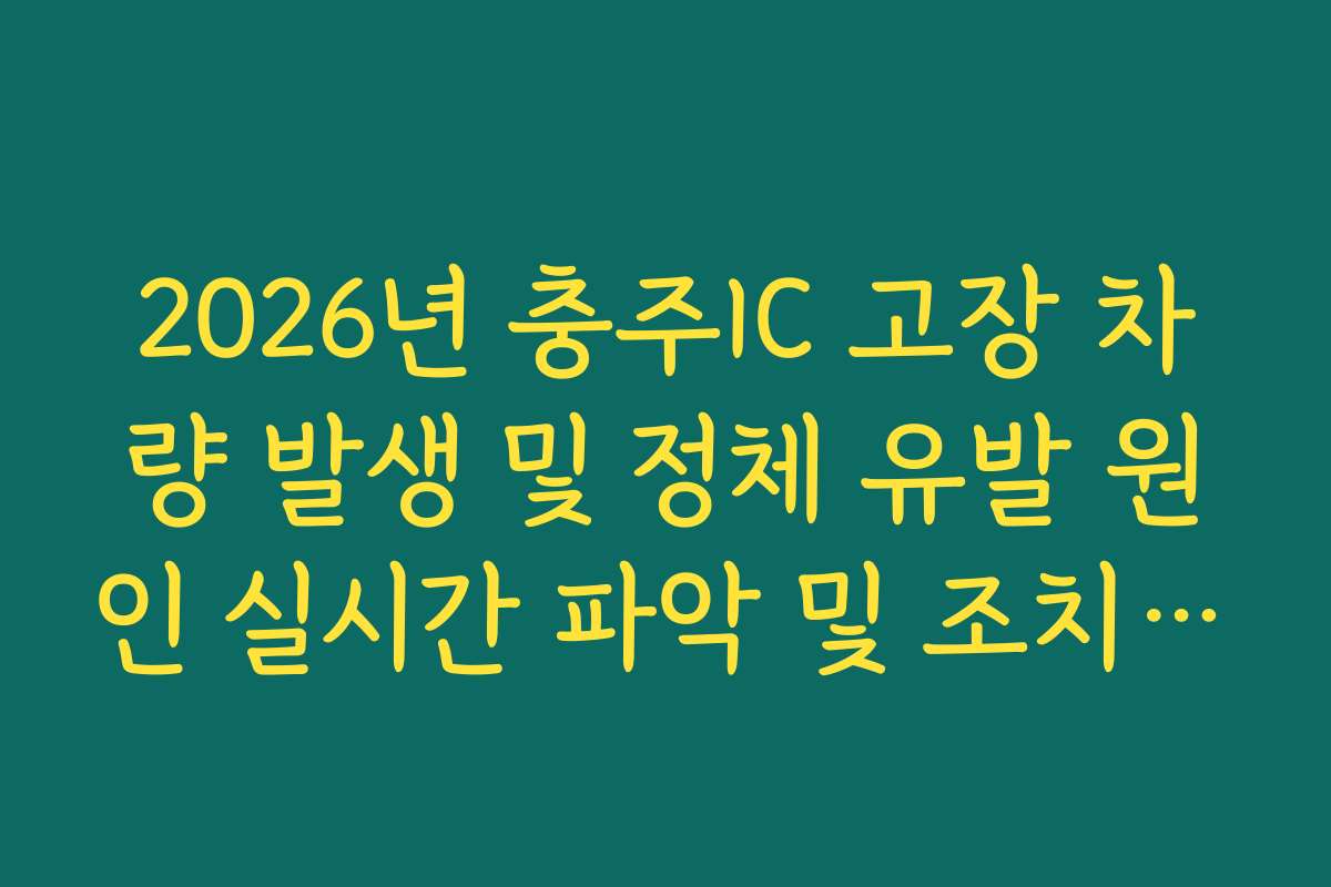2026년 충주IC 고장 차량 발생 및 정체 유발 원인 실시간 파악 및 조치 가이드